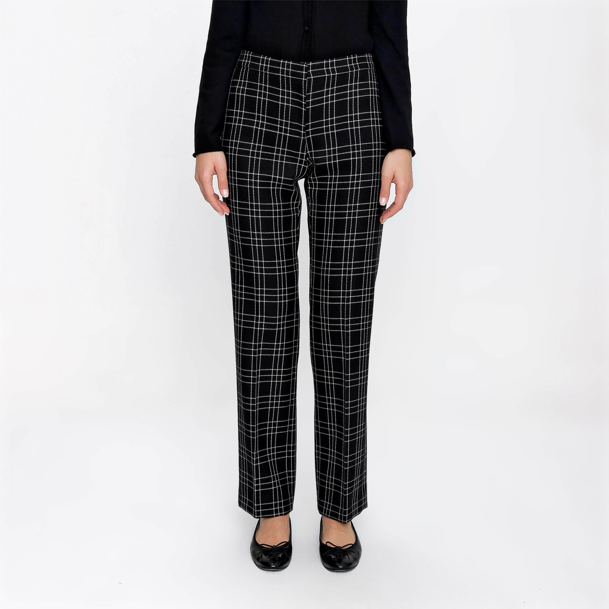 Alexander McQueen - Black&White Plaid Wool Pants